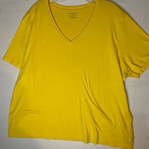 Liz Claiborne Yellow Short Sleeve V-Neck Top